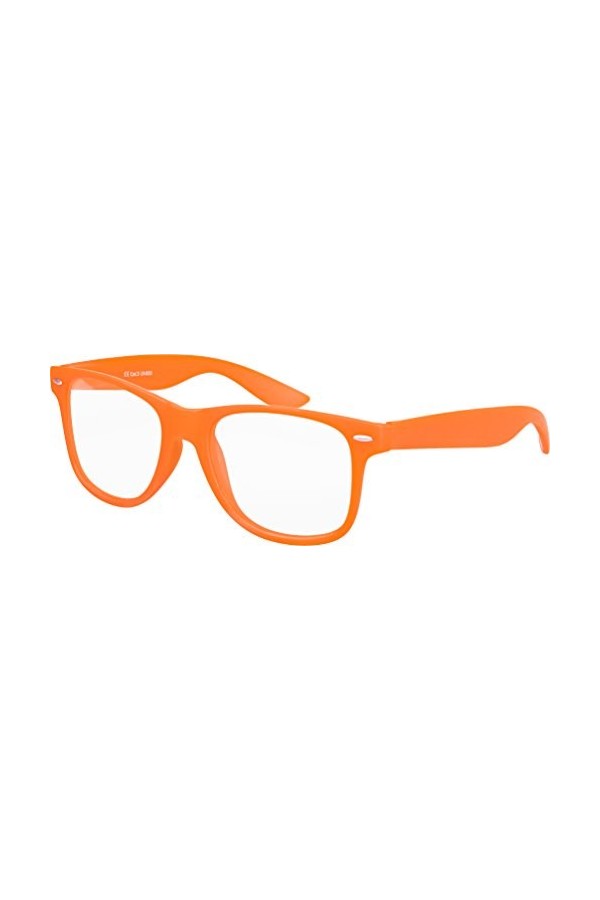 Balinco Lunettes de soleil Nerd avec verre clair mat Rubber Retro Vintage unisexe avec charnière à ressort Orange