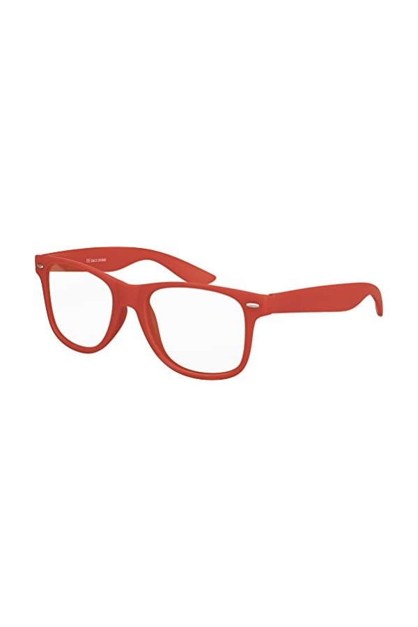 Balinco Lunettes de soleil Nerd avec verre clair mat Rubber Retro Vintage unisexe avec charnière à ressort Orange 