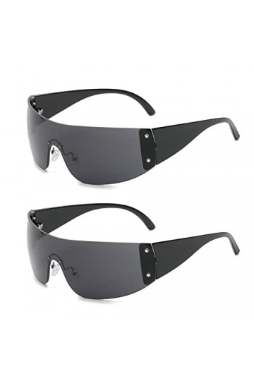 YAMEIZE Fashion Y2K Wraparound Lunettes de Soleil - pour Femmes Hommes Lunettes de Soleil Surdimensionné UV400 Protection Ove