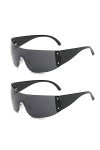 YAMEIZE Fashion Y2K Wraparound Lunettes de Soleil - pour Femmes Hommes Lunettes de Soleil Surdimensionné UV400 Protection Ove