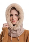 FEOYA Cagoule Hiver Femme Polaire Chapeau Balaclava Chaud Coupe-Vent Une Pièce Chapeau Masque Écharpes Tricoté Épais Taille U