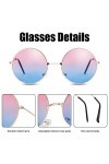 Fanshiontide 3 paires de lunettes de soleil hippie rondes style années 60 cercle coloré festival lunettes de soleil rave lune