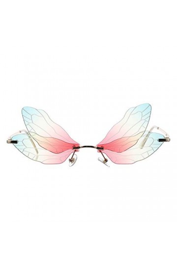 VALICLUD Lunettes de Soleil de Mode pour Les Femmes Aile de Libellule Lunettes de Soleil Sans Monture Irrégulière Lunettes Nu