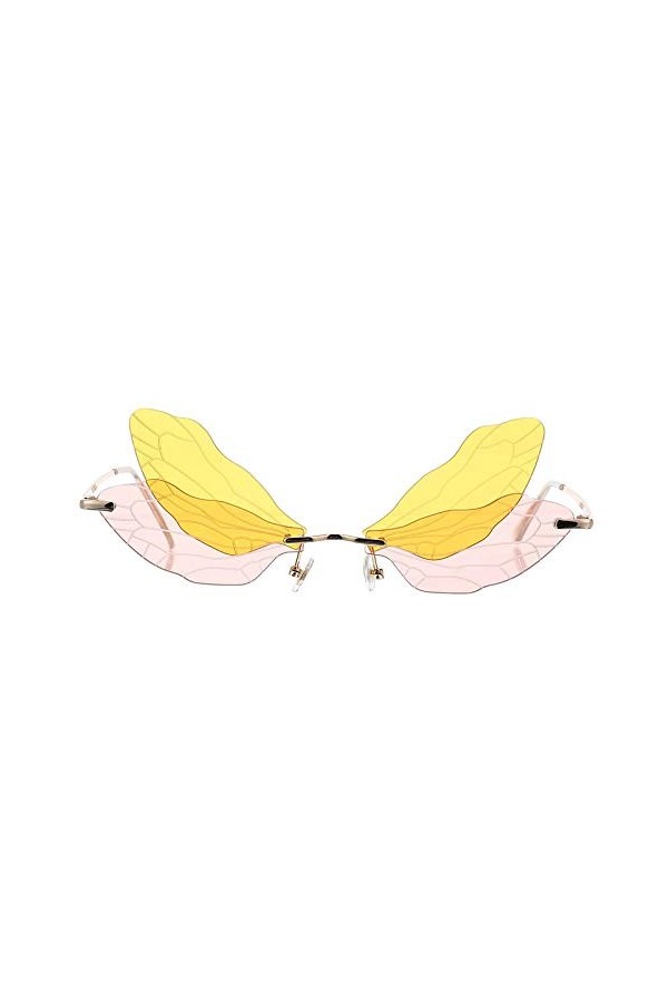 VALICLUD Lunettes de Soleil de Mode pour Les Femmes Aile de Libellule Lunettes de Soleil Sans Monture Irrégulière Lunettes Nu