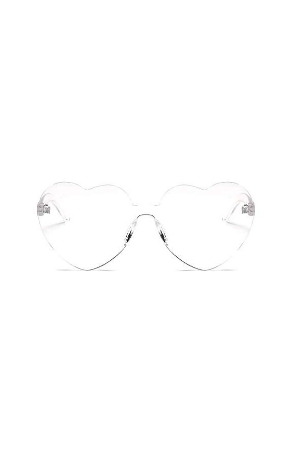Lunettes de soleil coeur femme - sans monture - transparent - fille - polarisée - couleur transparente
