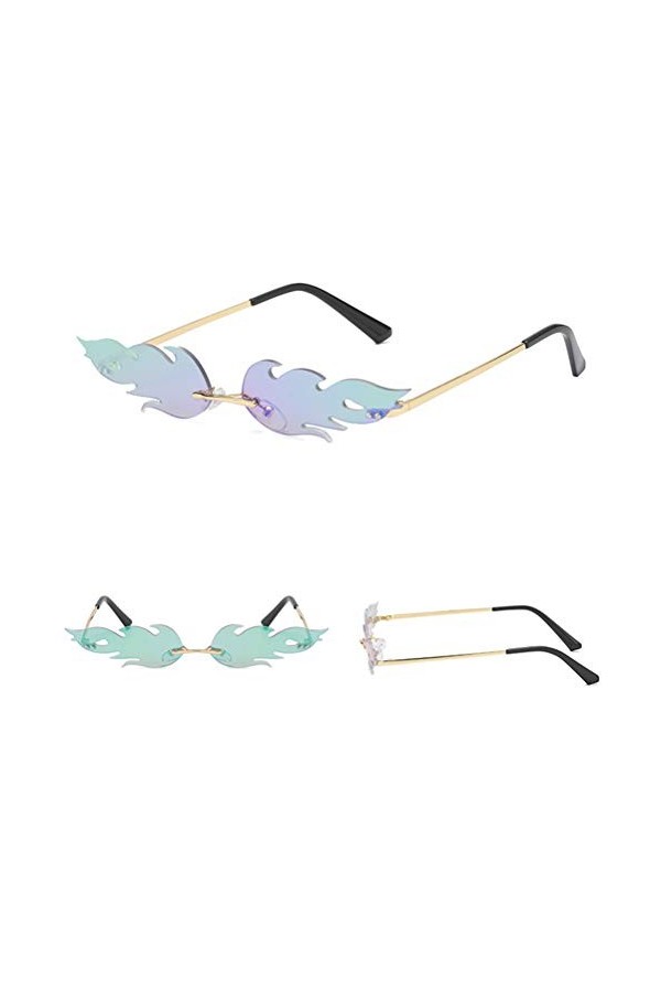 Lunettes de Soleil pour Femmes - Lunettes de Soleil en Forme de Flammes créatives pour Femmes, Montures de Lunettes en métal 