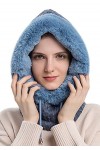FEOYA Cagoule Hiver Femme Polaire Chapeau Balaclava Chaud Coupe-Vent Une Pièce Chapeau Masque Écharpes Tricoté Épais Taille U