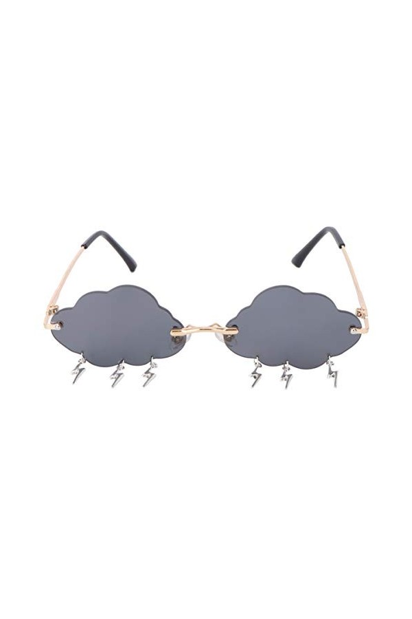 TENDYCOCO Lunettes de soleil en forme de nuage sans monture, gris, 14.6×14cm