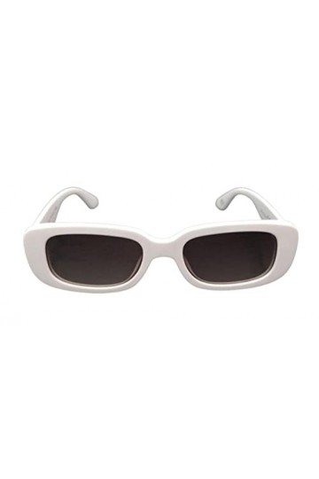 London Design Lunettes de soleil à la mode - Forme rectangulaire - Monture étroite, blanc
