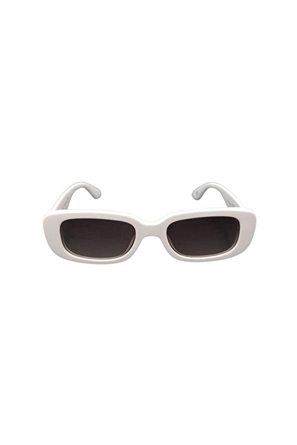 London Design Lunettes de soleil à la mode - Forme rectangulaire - Monture étroite, blanc
