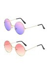 Lot de 2 paires de lunettes de soleil hippie rondes hippie Lunettes de soleil Hippie Lunettes de soleil rétro Lunettes de sol