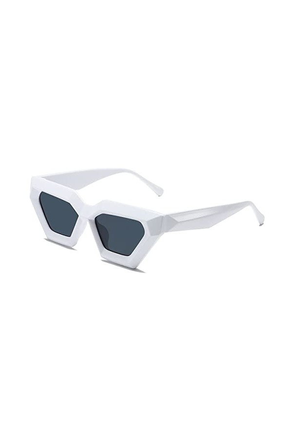 Cicano Lunettes de soleil œil de chat pour homme et femme - Monture épaisse Y2K futuriste polygone tendance - Lunettes de sol