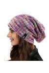 Ruphedy Bonnet Femmes Long Slouchy Oversized Béret Bonnet Tricot Hiver Chapeau B08w 309w-Purple/Multi