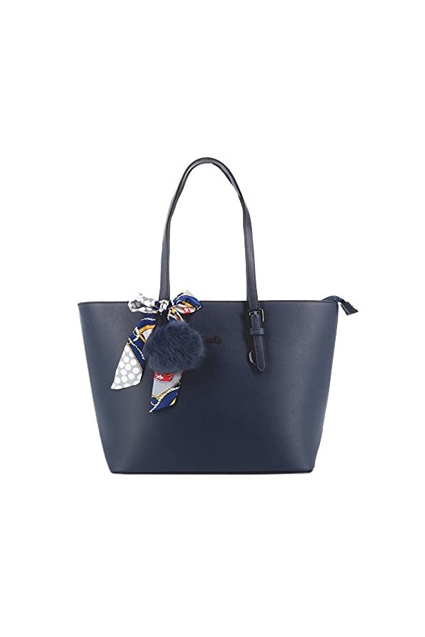 Gallantry - Sac à Main Femme Pompon Fourrure En Soie Imprimé - Sac Shopping Fourre-Tout Format A4 Cours Lycée - Sac Cabas Sim