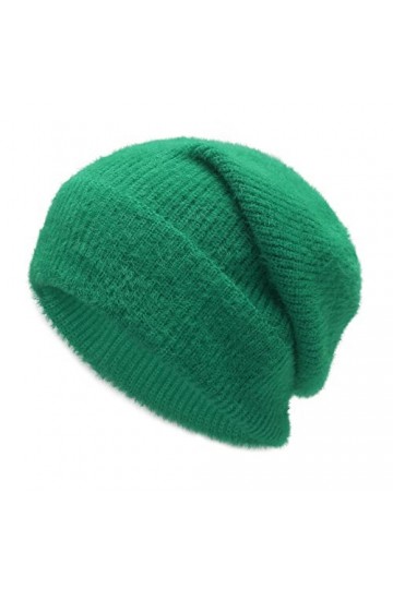 ZLYC Bonnet dhiver souple en tricot côtelé chaud pour homme et femme, Vert uni, taille unique