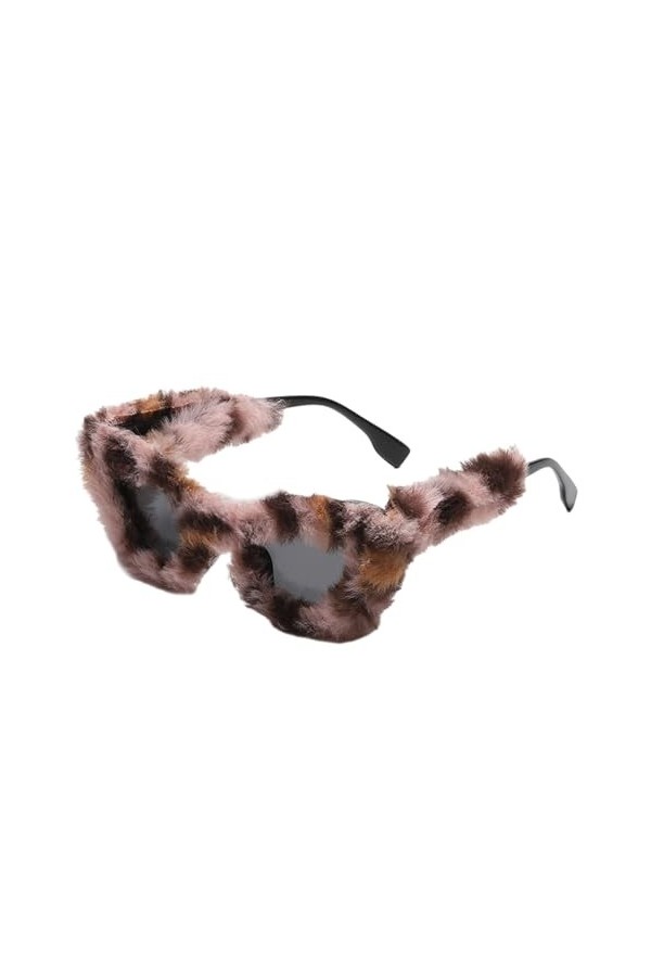 LOVIVER Lunettes de soleil en lunettes de soleil œil de chat à la mode en peluche lunettes de soleil floues femmes lunettes d