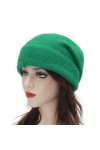 ZLYC Bonnet dhiver souple en tricot côtelé chaud pour homme et femme, Vert uni, taille unique