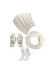 4 Pièces Ensemble Bonnet Écharpe Gants en Tricot Chaussettes pour Femmes,Gants à écran Tactile Tricotés Écharpe Chapeau Bonne
