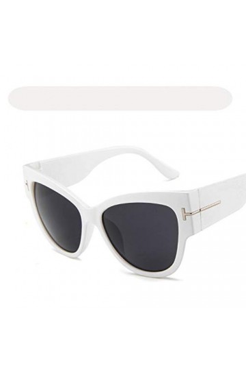 YIERJIU Lunettes Vintage Cat Eye Oversized Lunettes de Soleil Femmes Grandes Nuances Noires dégradé Lunettes de Marque Femmes