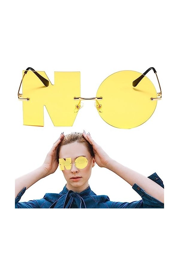 Ohicki soleil Lettre NO | Lunettes fantaisie Lettre No – Lunettes fantaisie 2023 sans monture Anti-UV Vision confortable pour