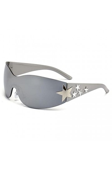 OCKULT Lunettes de soleil Y2k sans monture UV400 pour femmes et hommes punk lunettes tendance soleil cinq strass Z7D4 3D lune