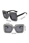 TSHAOUN 2 pièces Lunettes de Soleil pour Lunettes de Soleil carrées surdimensionnées Strass Shades Women,Lunettes de soleil S