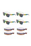 TAFACE 4pcs Rainbow Sunglasses, 4pcs Rainbow Wristband, Rainbow Glasses, Gay Pride Rainbow Style Lunettes De Soleil, Lunettes