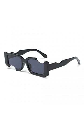 YAMEIZE Lunettes de soleil rectangulaires à la mode pour femmes, hommes, protection UV400 en plein air Noir 