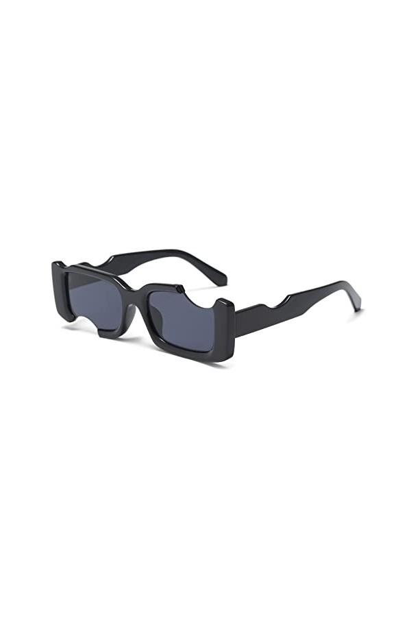 YAMEIZE Lunettes de soleil rectangulaires à la mode pour femmes, hommes, protection UV400 en plein air Noir 
