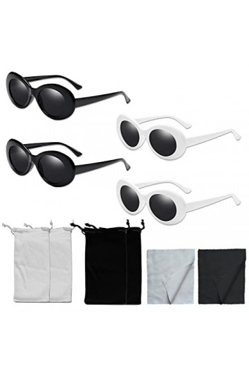 YSDYY 4 lunettes de soleil ovales vintage, lunettes à la mode avec protection UV, convient aux hommes et aux femmes à porter 