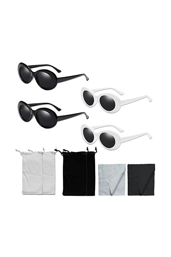 YSDYY 4 lunettes de soleil ovales vintage, lunettes à la mode avec protection UV, convient aux hommes et aux femmes à porter 