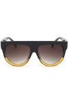KIRALOVE Lunettes de soleil femme larges - oversize - grandes - diva - fille - vintage - mode - monture noire et jaune - verr