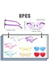 KINBOM 8 Pcs Lunettes de Soleil en Forme de Coeur, Élégantes Transparentes Lunettes de Soleil Sans Monture pour Adulte Femmes