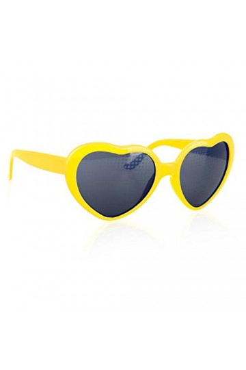 Futihing Lunettes de soleil rétro en forme de cœur pour bar, boîte de nuit, effet 3D diffraction - Jaune - jaune,