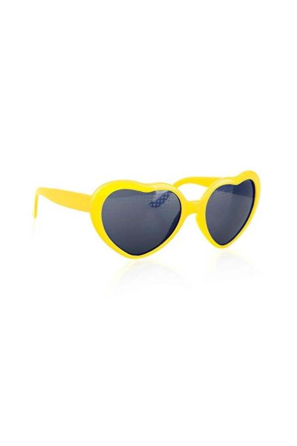 Futihing Lunettes de soleil rétro en forme de cœur pour bar, boîte de nuit, effet 3D diffraction - Jaune - jaune,