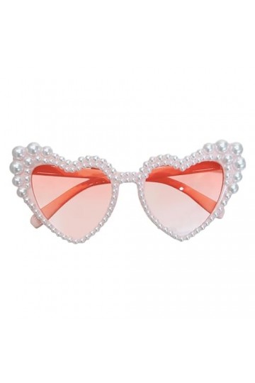 F Fityle Lunettes œil de chat Imitation perle monture lunettes mode créative en forme de coeur lunettes de soleil femmes lune
