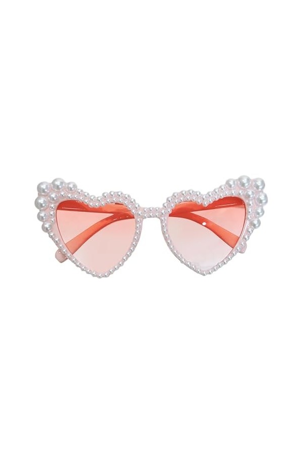 F Fityle Lunettes œil de chat Imitation perle monture lunettes mode créative en forme de coeur lunettes de soleil femmes lune