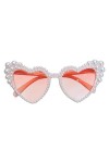 F Fityle Lunettes œil de chat Imitation perle monture lunettes mode créative en forme de coeur lunettes de soleil femmes lune