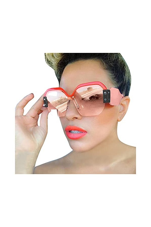 Lunettes de soleil femmes noires sexy sans monture lunettes de soleil surdimensionnées femmes vintage rouge rose lunettes de 