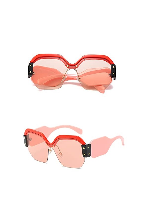 Lunettes de soleil femmes noires sexy sans monture lunettes de soleil surdimensionnées femmes vintage rouge rose lunettes de 