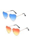 WXNPA 2Pcs Lunettes Coeur Hippie Lunettes de Soleil CoeurLunette en Forme de Coeur pour Voyage Femme Homme Fantaisie Déguisem