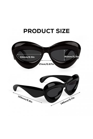 3pcs Lunettes de Soleil Couleur, Lunettes de Soleil Retro Femme Monture Épaisse Oil de Chat Couleur Bonbon pour les Lèvres Am