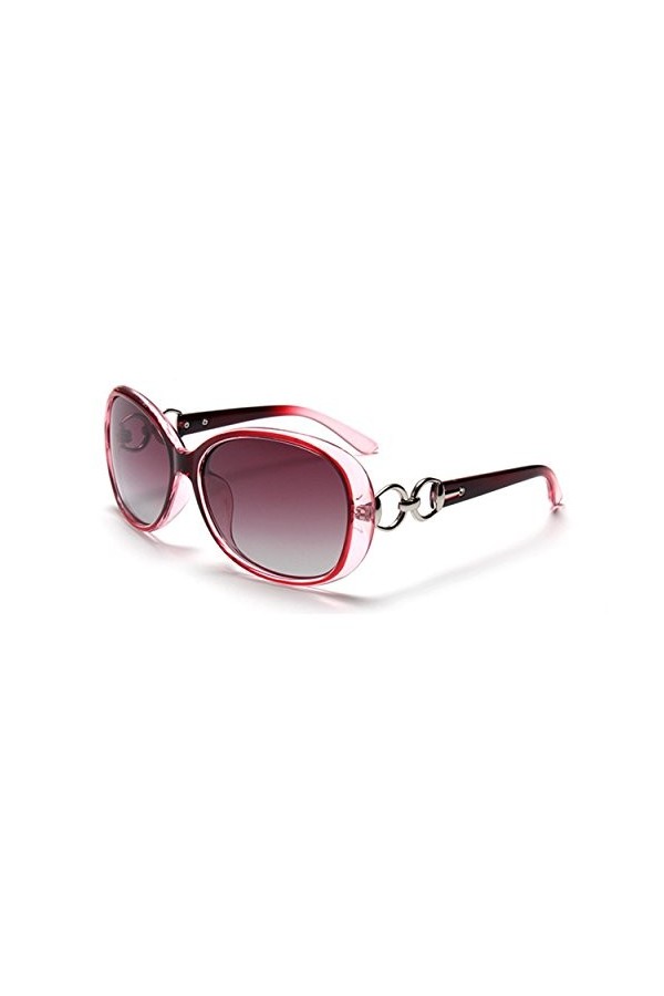 Qixuan Femme Grande Lunette de Soleil Polarisées avec Étui QIXU Retro Ovale Oversized Verre Réfléchissantes UV400 Protection 