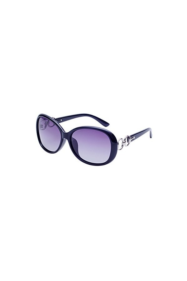Qixuan Femme Grande Lunette de Soleil Polarisées avec Étui QIXU Retro Ovale Oversized Verre Réfléchissantes UV400 Protection 