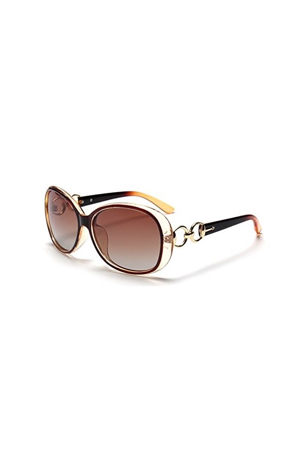 Qixuan Femme Grande Lunette de Soleil Polarisées avec Étui QIXU Retro Ovale Oversized Verre Réfléchissantes UV400 Protection 