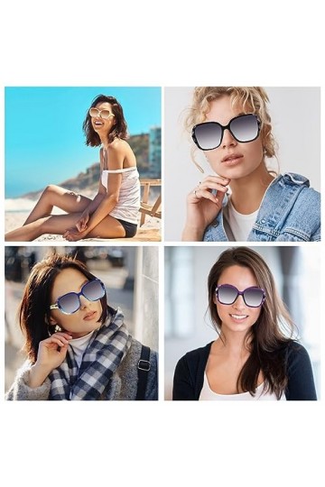 Kikuo 4 pièces Lunettes de soleil pour Femmes, Mode et élégantes grandes lunettes de soleil, Lunettes de soleil Carré Composi