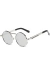 Yuandongxing Vintage Lunettes De Soleil Rondes Hommes Femmes Rétro Steampunk Lunettes De Soleil Revêtement Miroir Rond Cercle