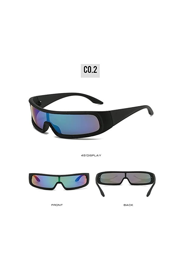 YAMEIZE Mode Wraparound Y2K Cycling Lunettes de Soleil - pour Femmes Hommes UV400 Production Sport Mode Ovale Wrap Around Lun
