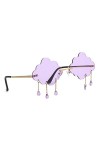 Lunettes de soleil en forme de nuage à pompons pour femme - Sans monture - Lunettes de soleil disco des années 90, violet