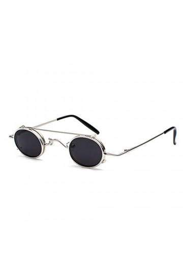 JiXuan Petit Rond Lunettes De Soleil Steampunk Hommes Femmes Retro Metal Clip sur Lunettes De Soleil Steamrunk Lunettes Vinta